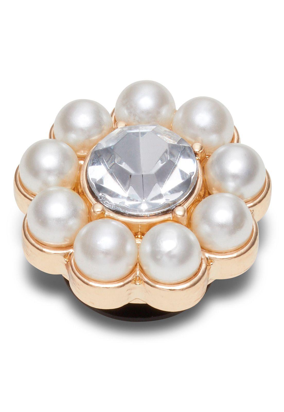 Jibbitz Flor De Perlas Diamantes Metalizado-2