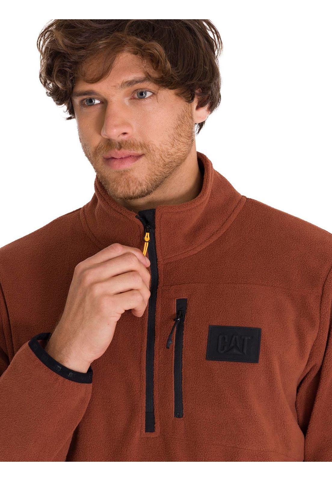 Polar Microfleece Quarter Zip Hombre Terracota-4