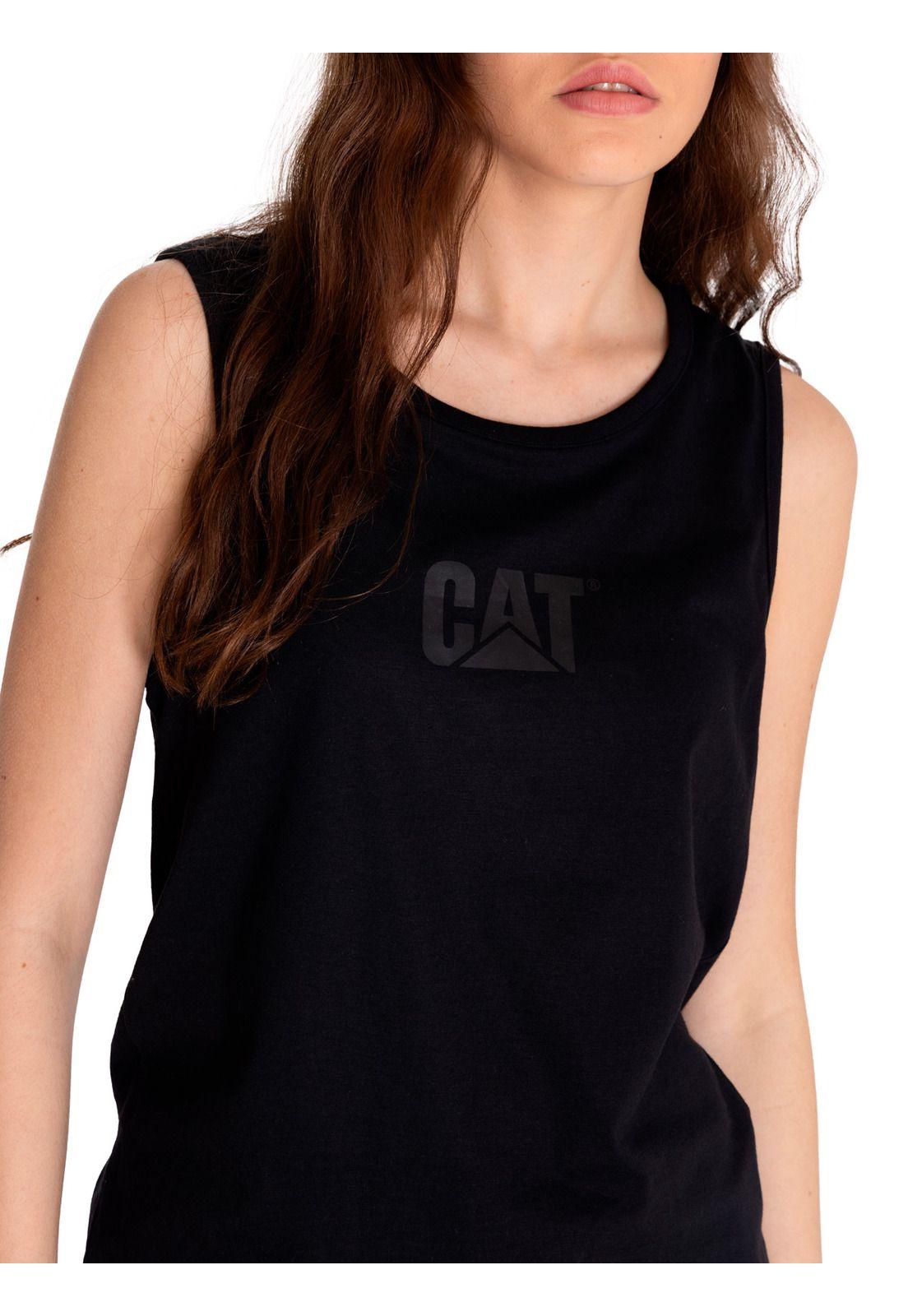 Polera Sin Manga Mujer Caterpillar LogoTank Negro-4