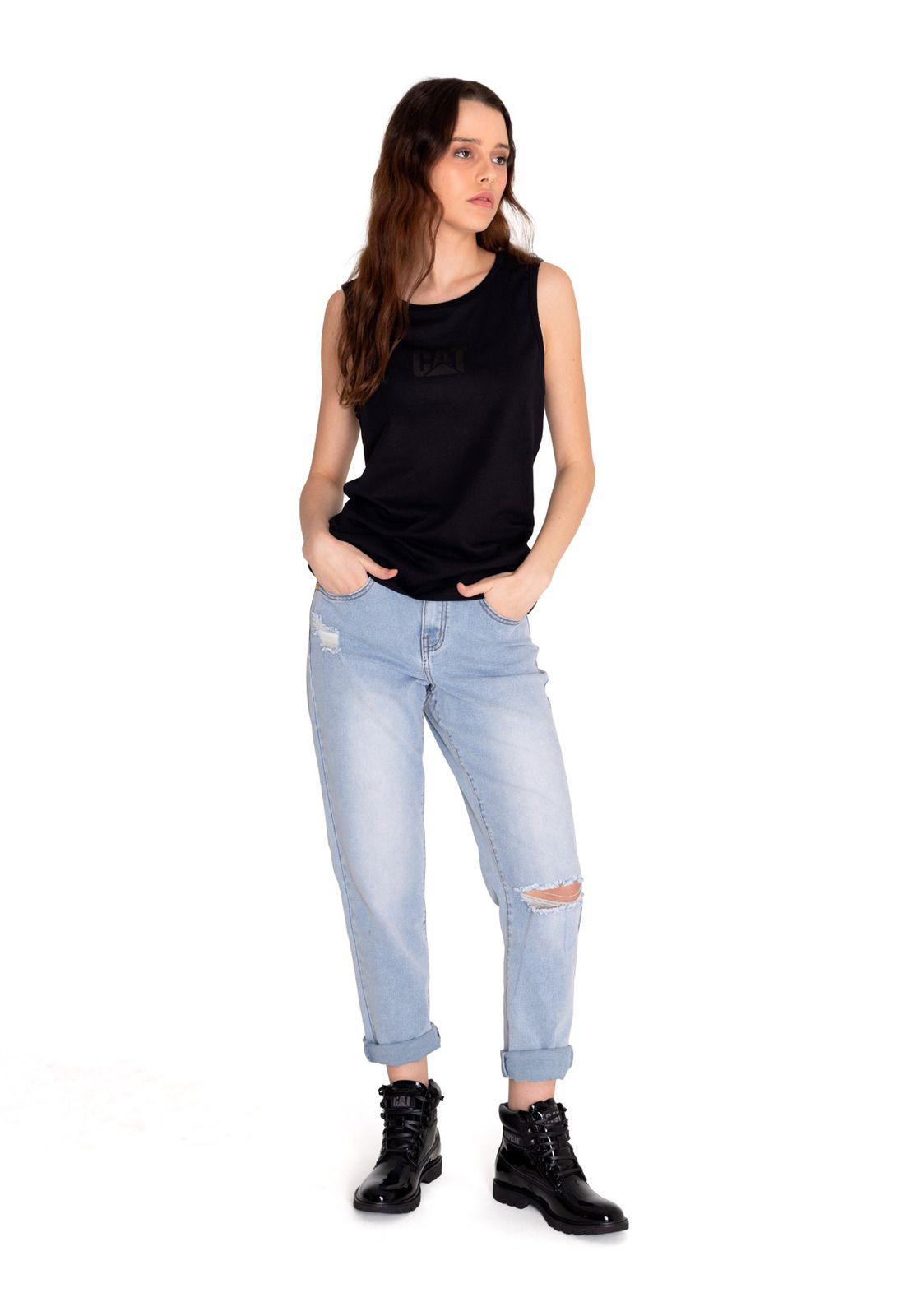 Polera Sin Manga Mujer Caterpillar LogoTank Negro-5