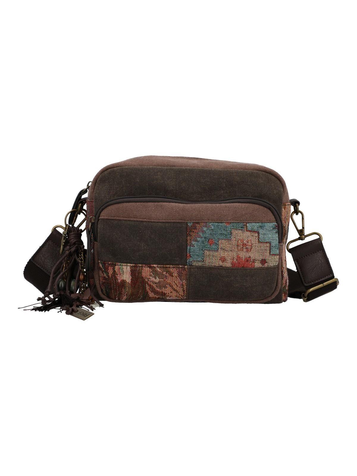 Cartera Textil Mujer Kaur Cross Café-0