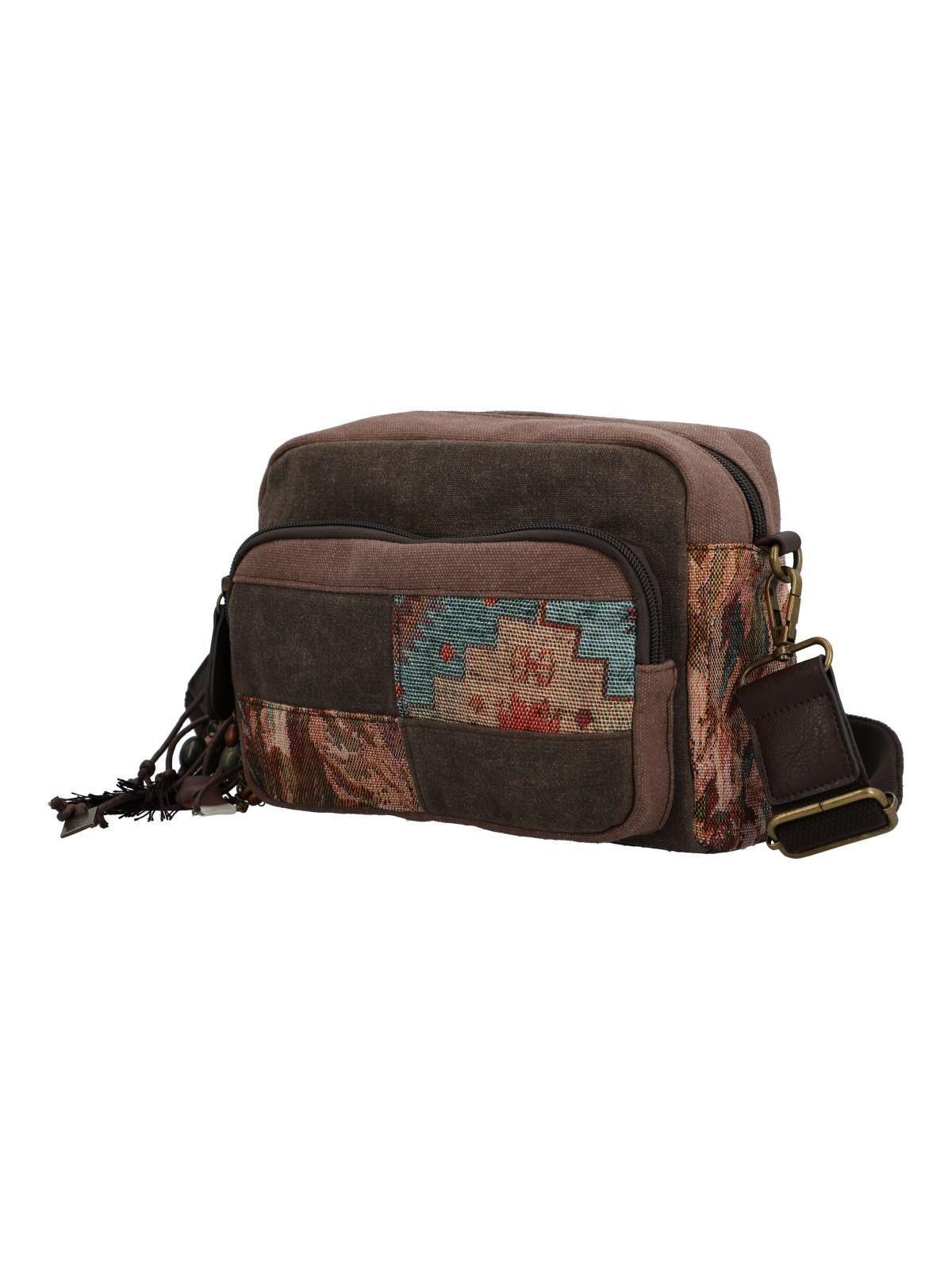 Cartera Textil Mujer Kaur Cross Café-1
