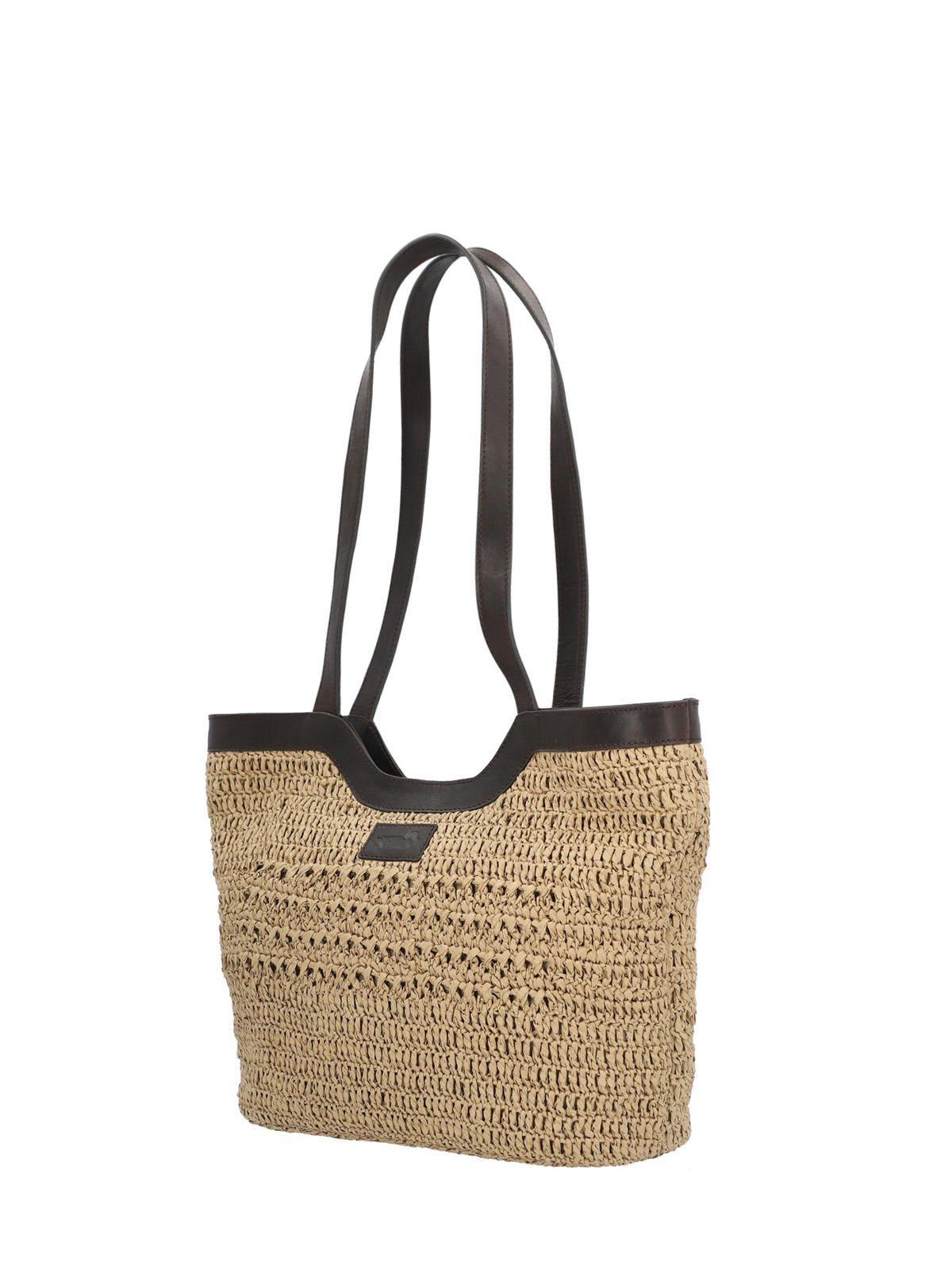 Cartera Rafia/Cuero Mujer Szr Zante Tote Beige-1