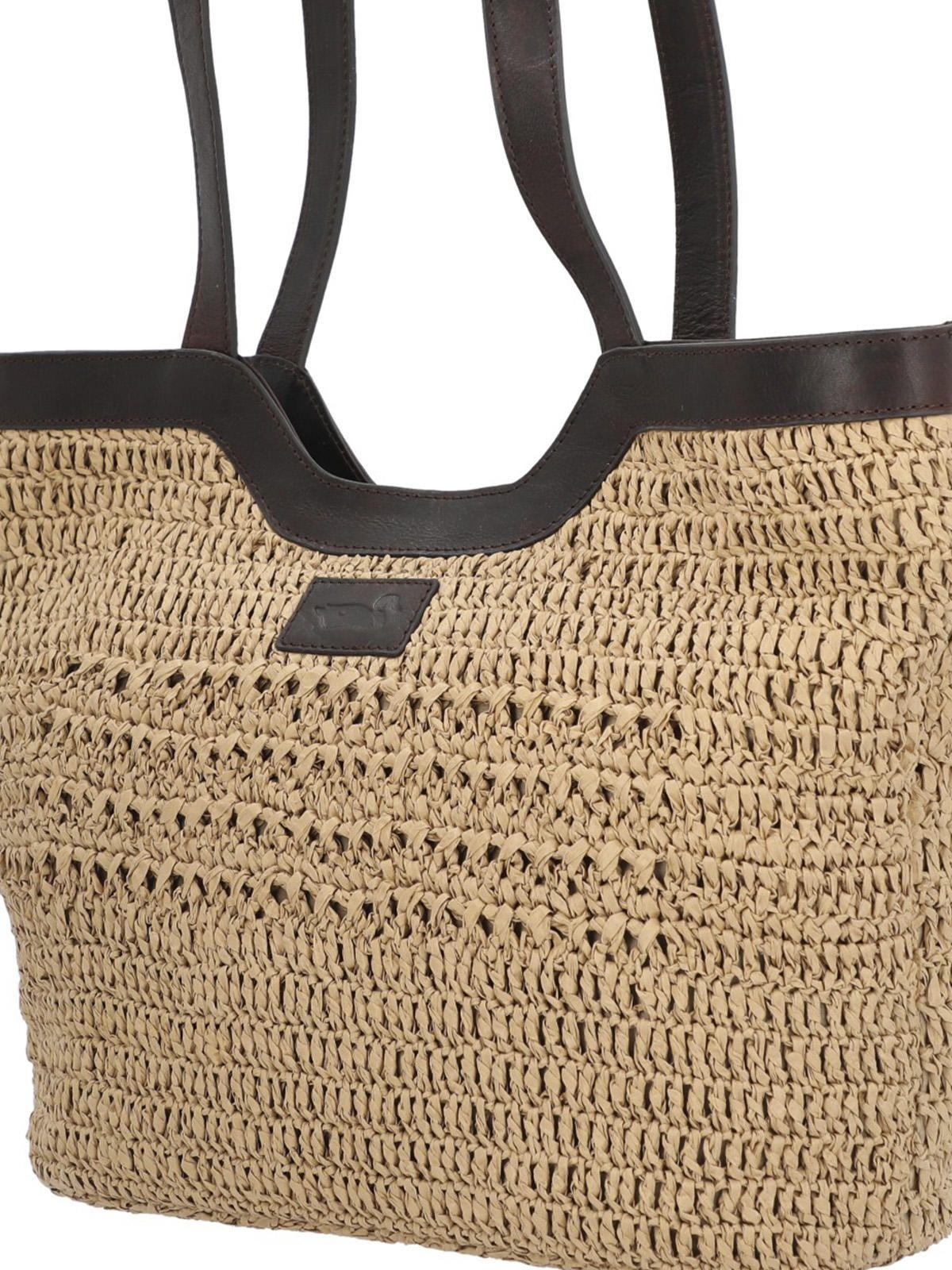 Cartera Rafia/Cuero Mujer Szr Zante Tote Beige-2