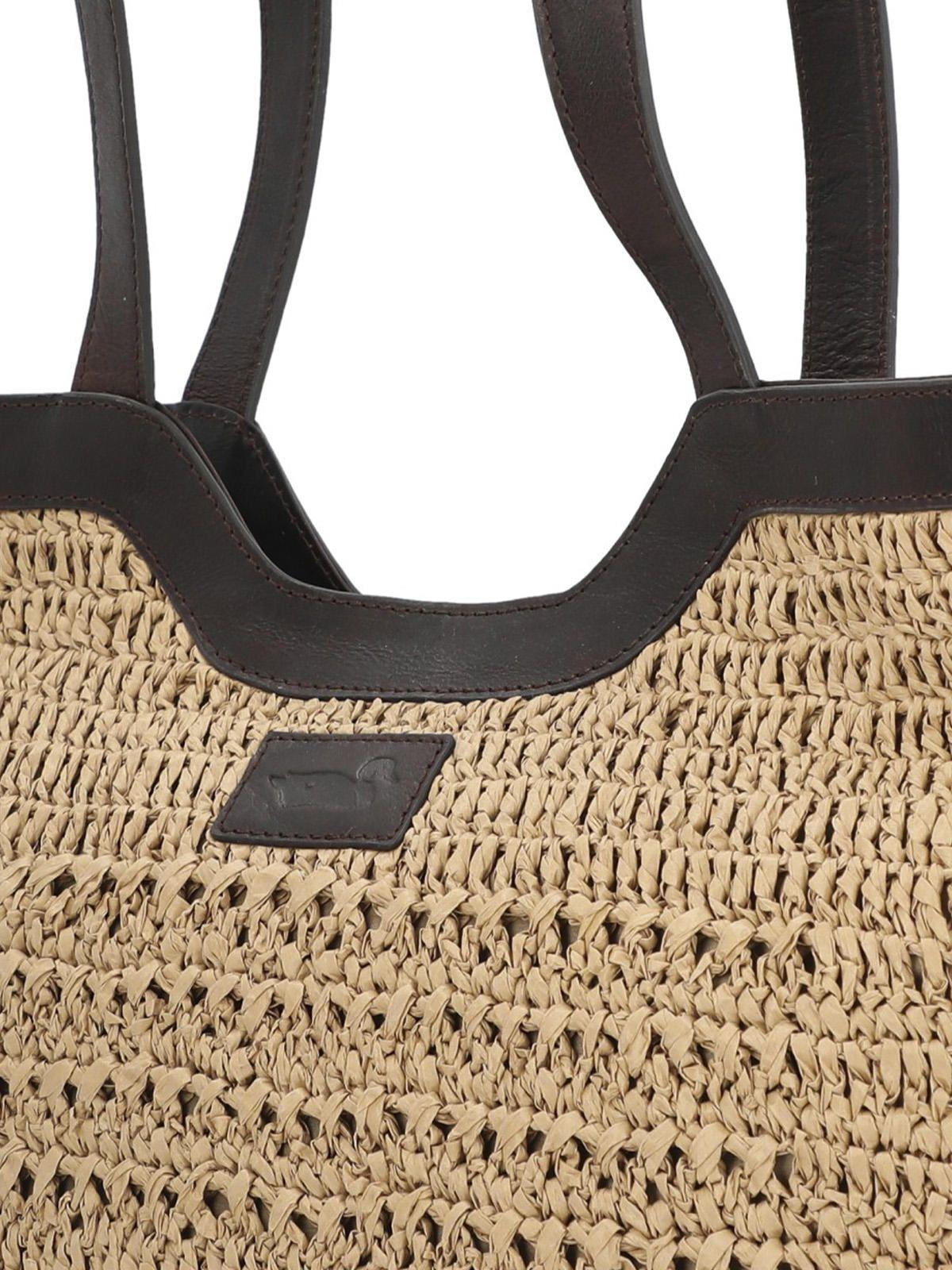 Cartera Rafia/Cuero Mujer Szr Zante Tote Beige-3