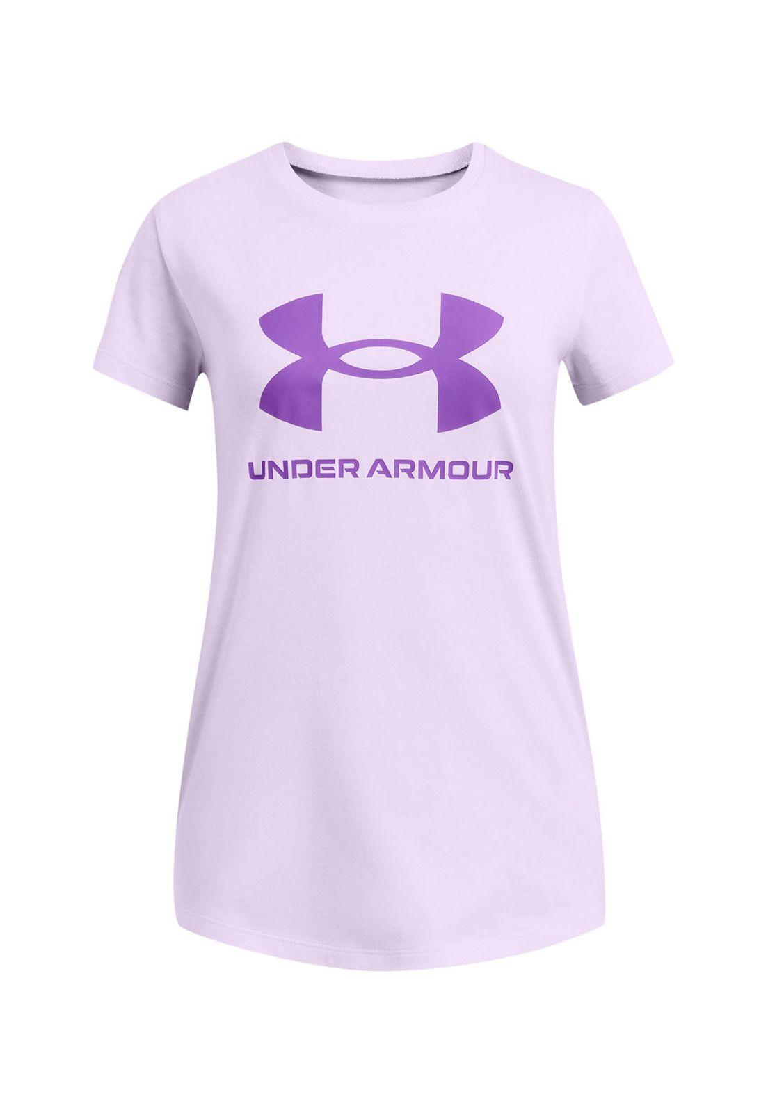 Polera manga corta UA para niña Morado-0