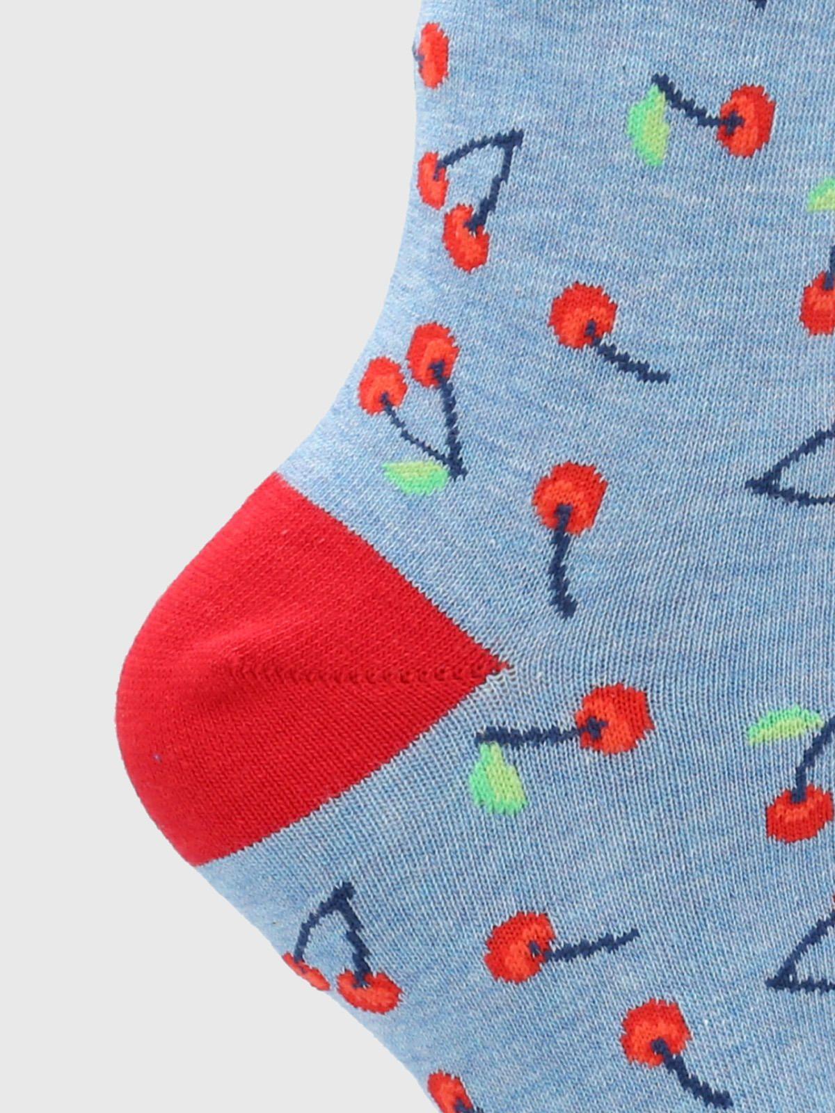 Calcetin Denim Cuff Cherry Mujer-1