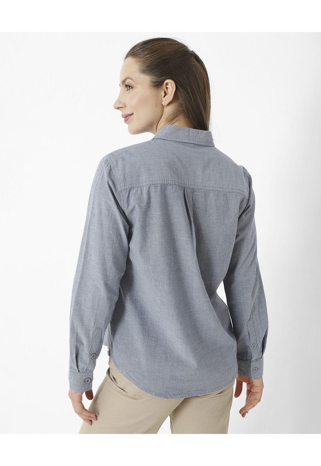 Blusa M/L Chambray Relaxed L/S Azul Mujer-1