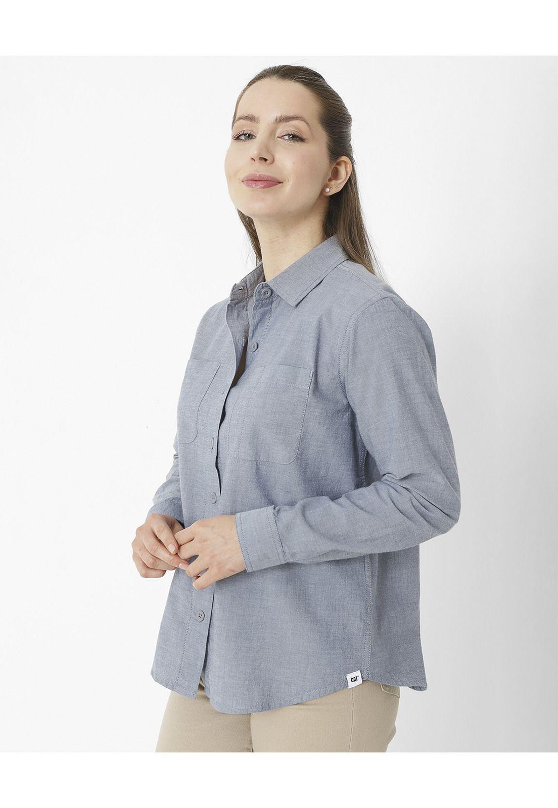 Blusa M/L Chambray Relaxed L/S Azul Mujer-3