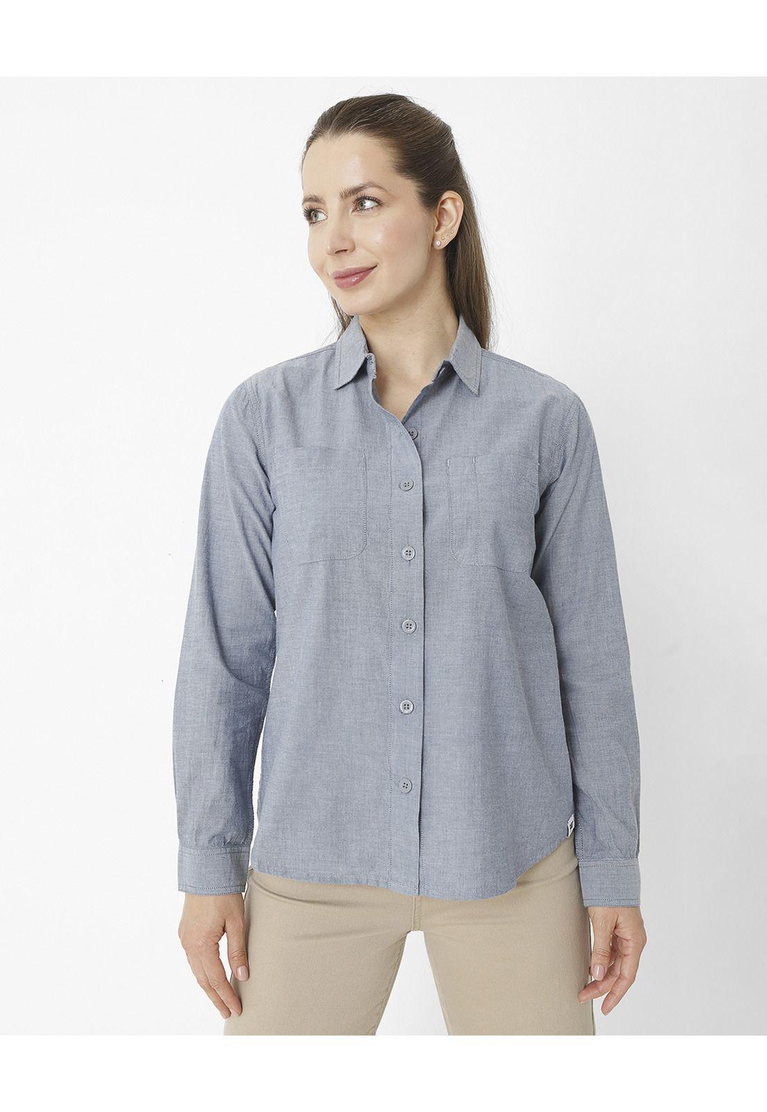 Blusa M/L Chambray Relaxed L/S Azul Mujer-0