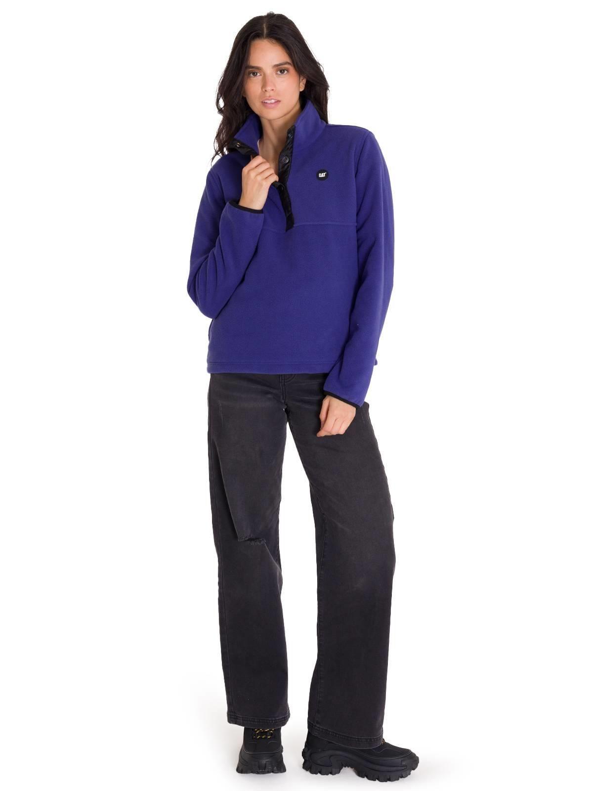 Polar Fleece Half Snap Mujer Azul-5