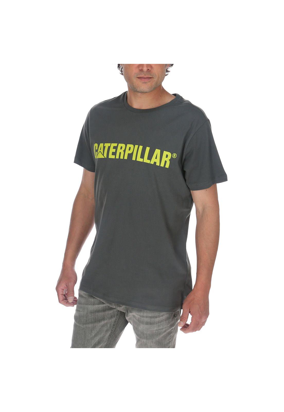 Polera M/C Hombre Caterpillar Logo Tee Gris-0