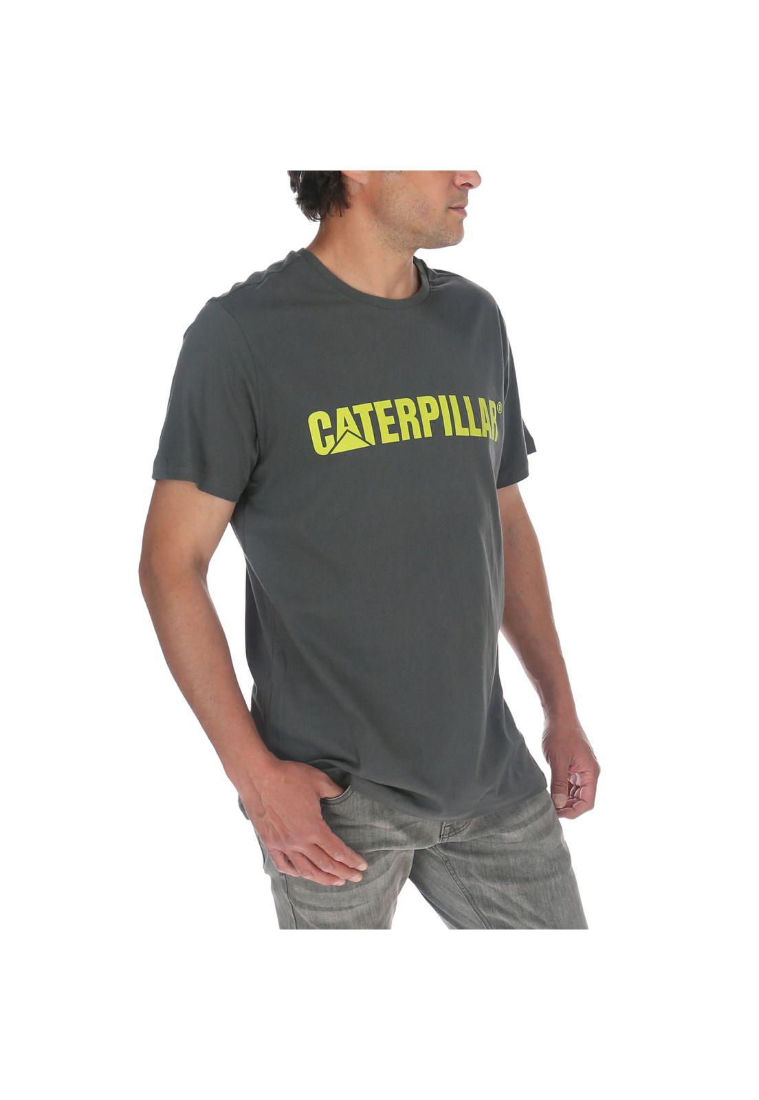 Polera M/C Hombre Caterpillar Logo Tee Gris-3