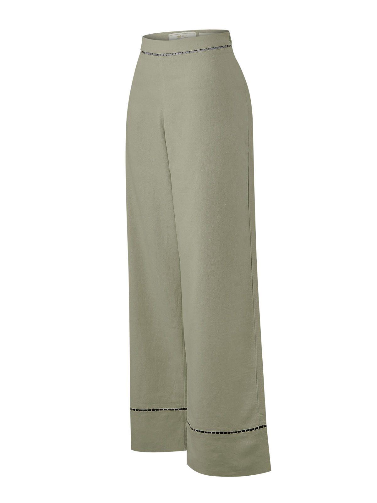 Pantalón Lino Orgánico Mujer Mekong Verde -0