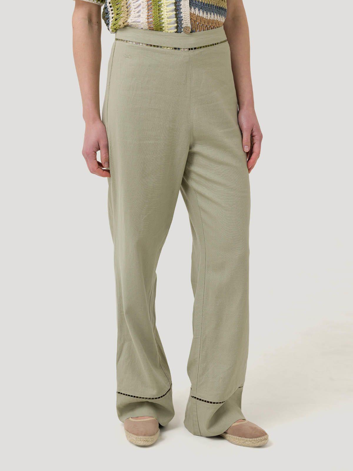 Pantalón Lino Orgánico Mujer Mekong Verde -4