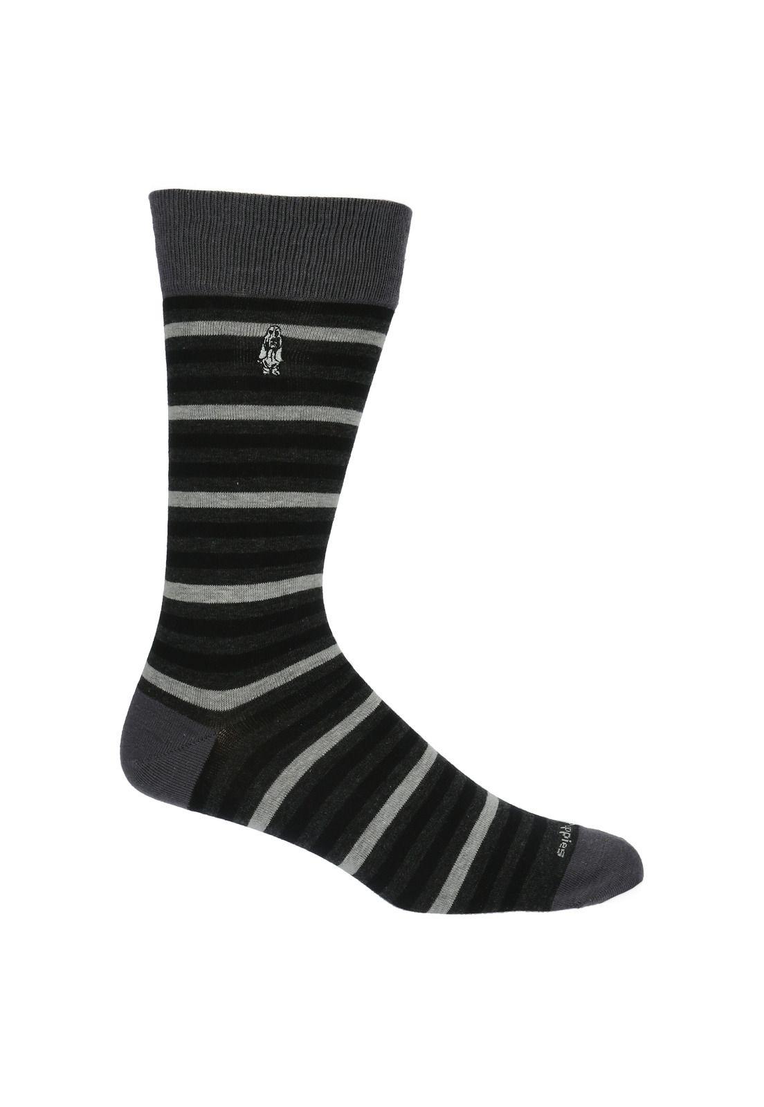 Pack Calcetín Algodón Hombre Stripe Negro-1