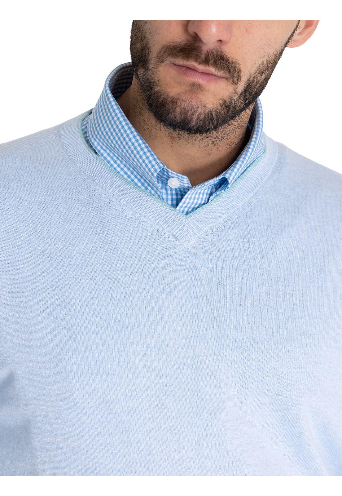 Chaleco Algodón Org Celeste Angri V Hombre -6