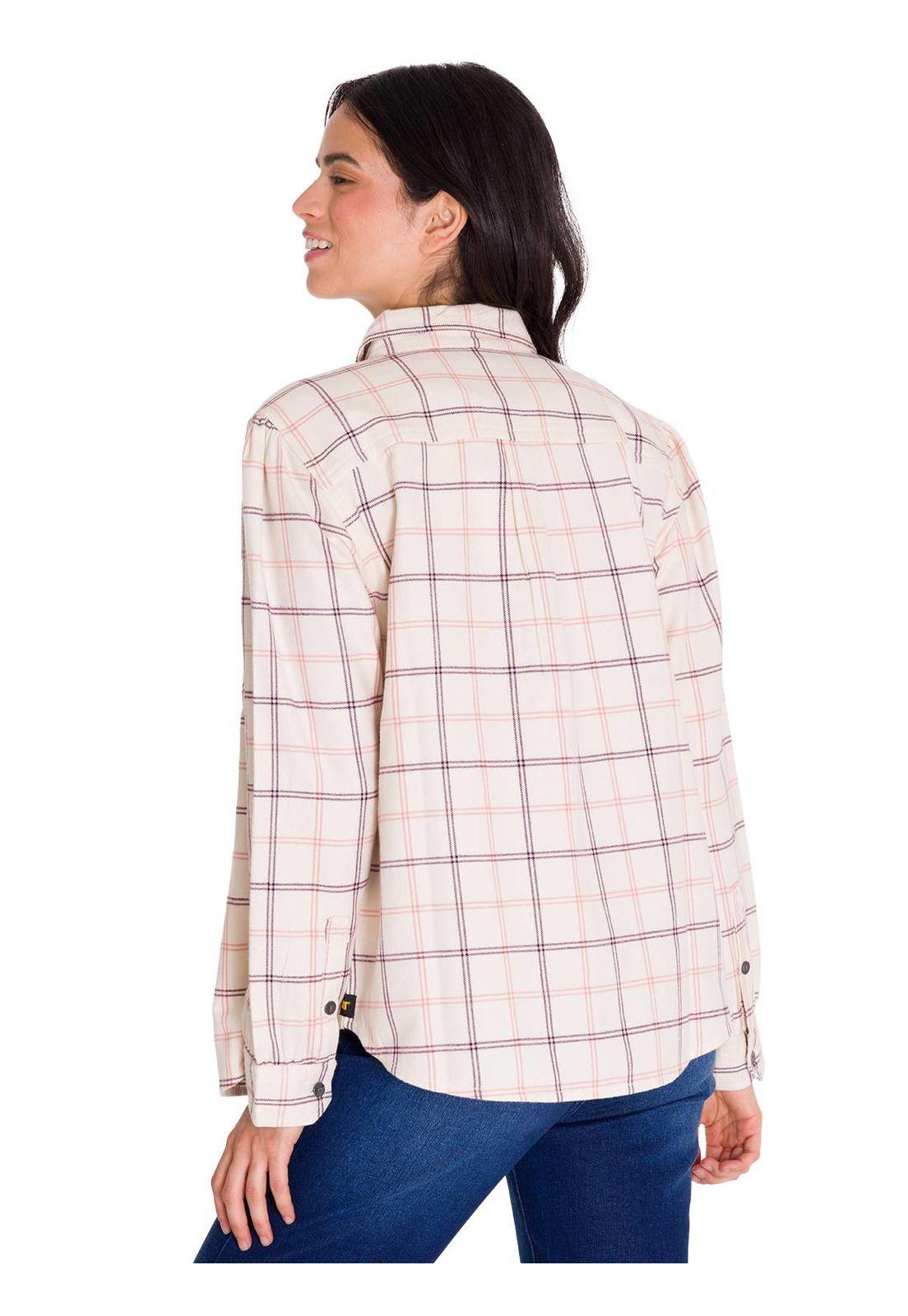 Camisa Flannel Relaxed Mujer Rosa Pálido-3
