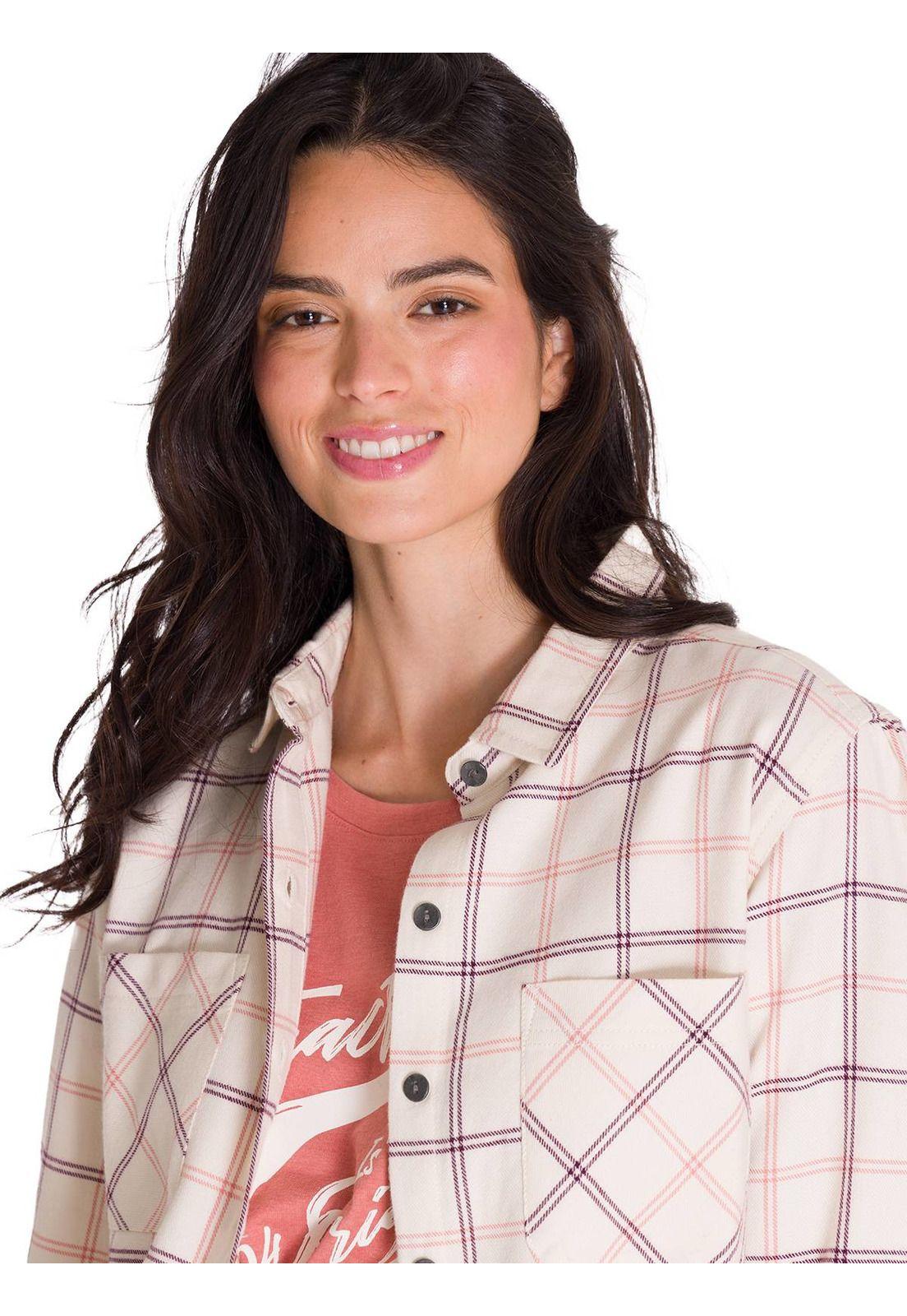 Camisa Flannel Relaxed Mujer Rosa Pálido-7