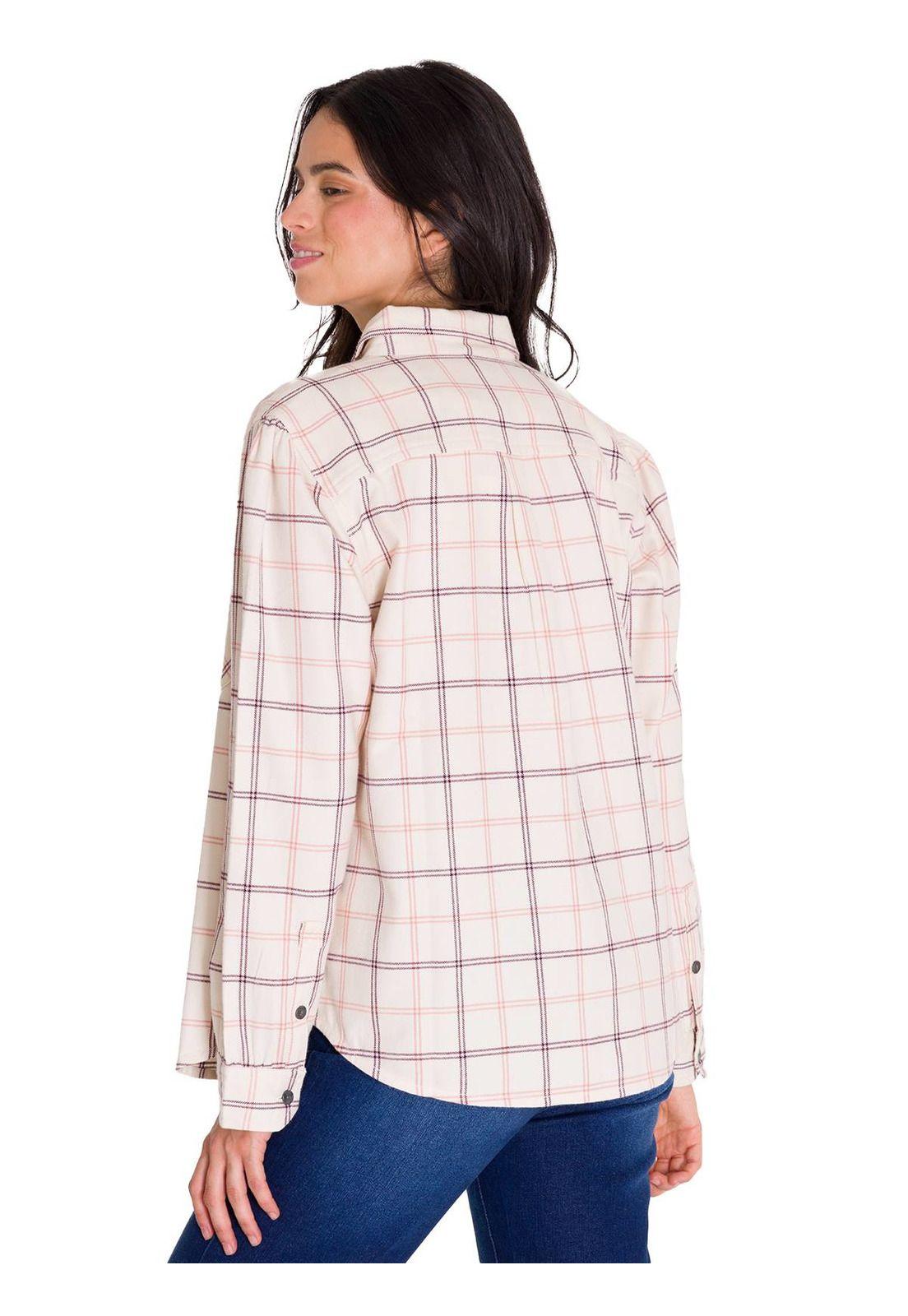 Camisa Flannel Relaxed Mujer Rosa Pálido-8
