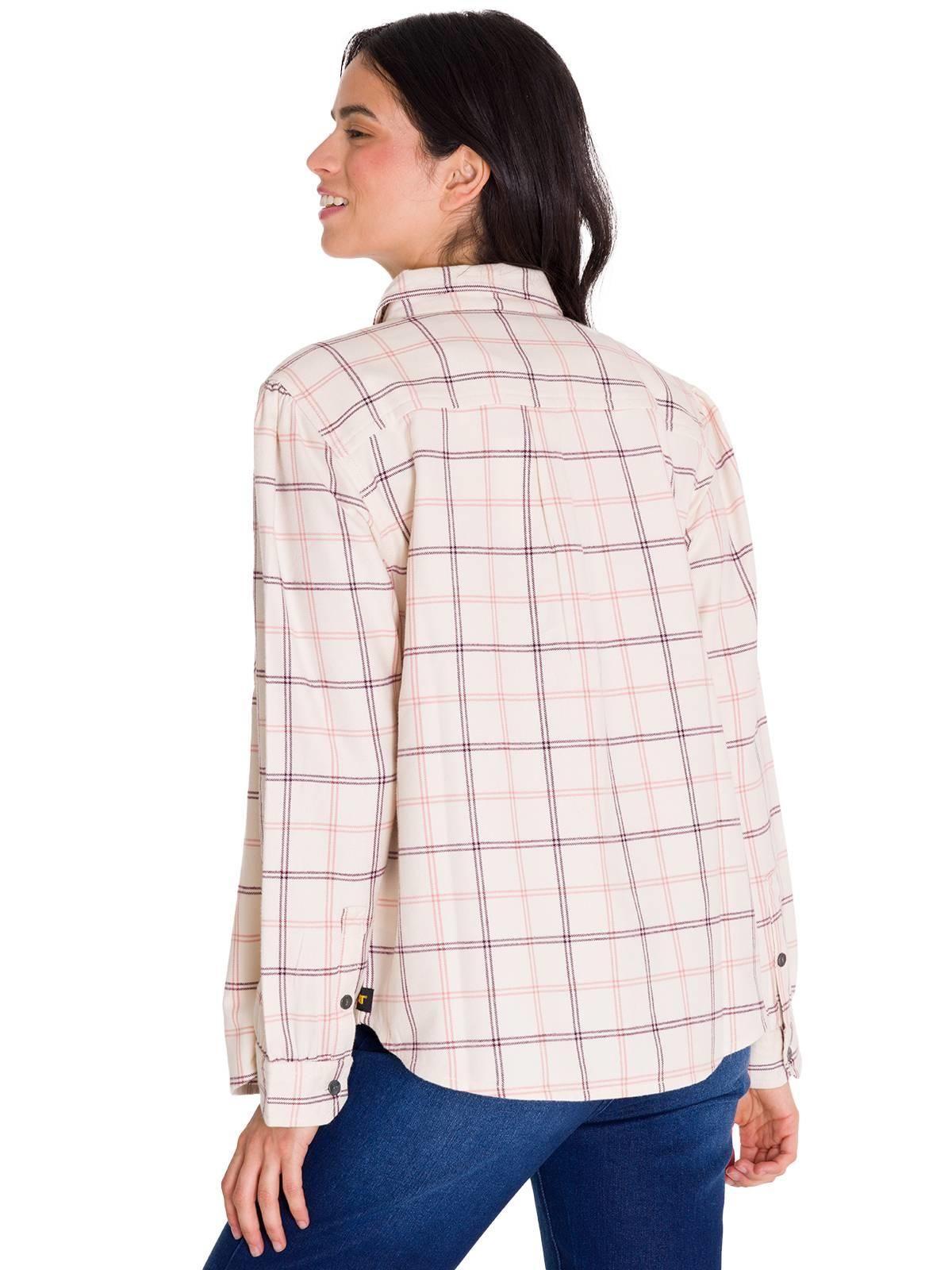 Camisa Flannel Relaxed Mujer Rosa Pálido-3