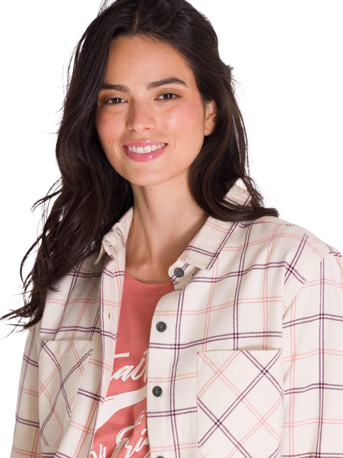 Camisa Flannel Relaxed Mujer Rosa Pálido-7