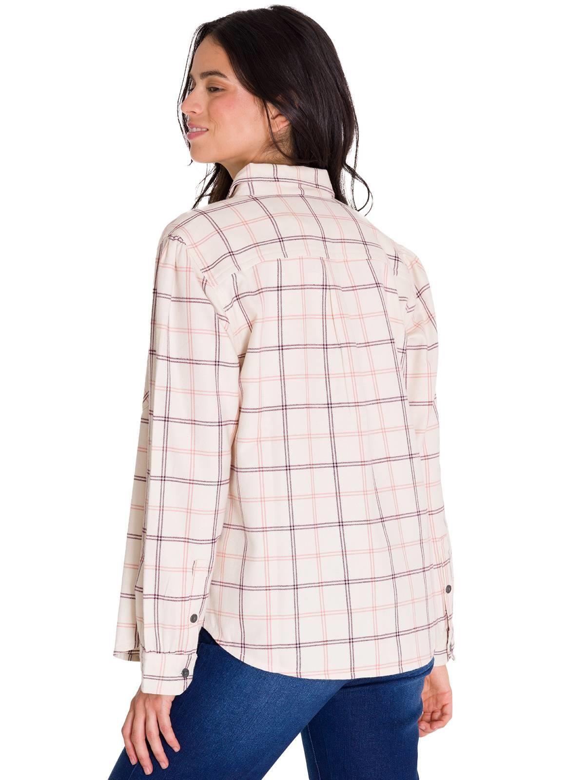 Camisa Flannel Relaxed Mujer Rosa Pálido-8