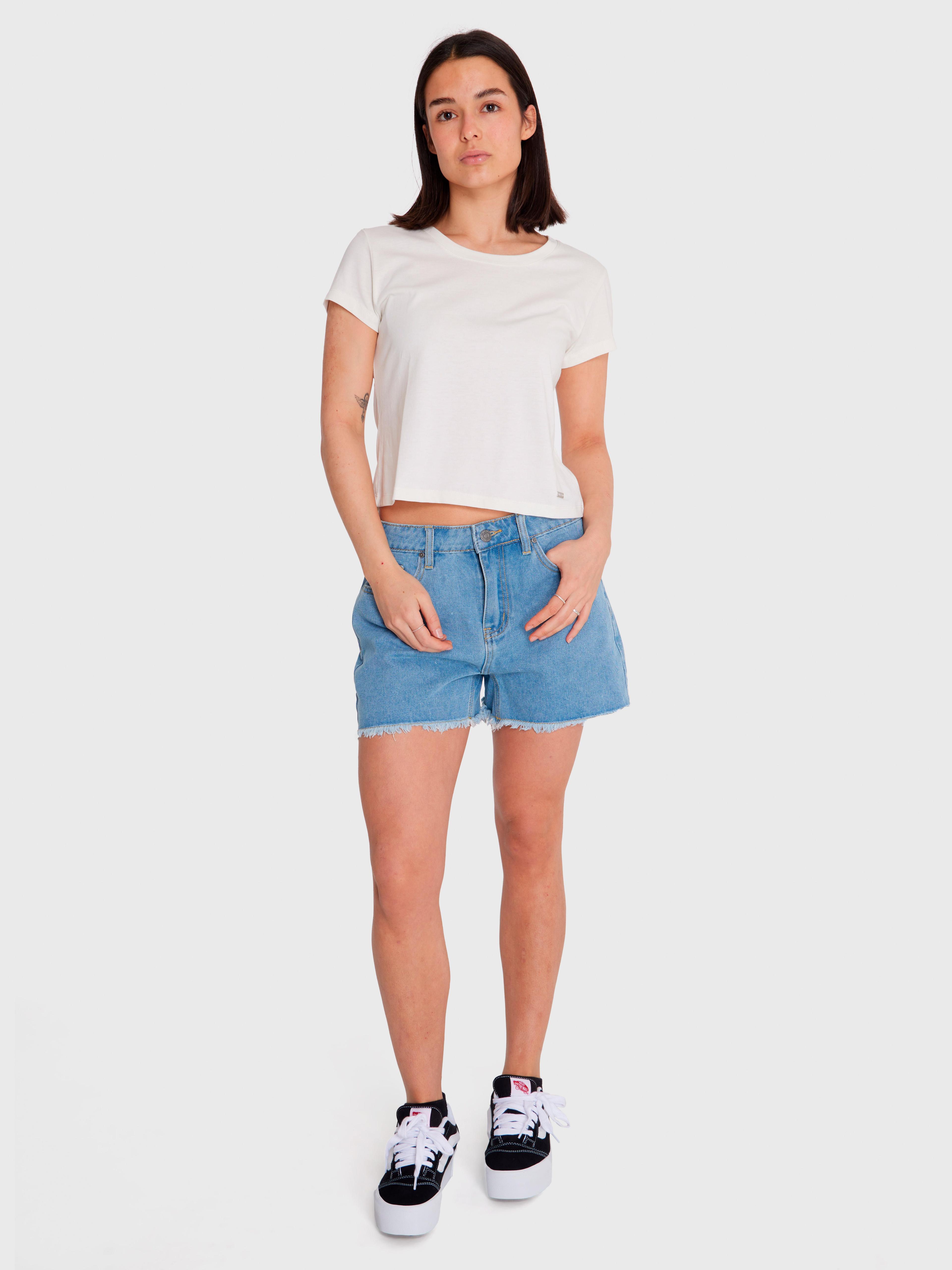 Polera Mujer Essential Crop Blanca-0