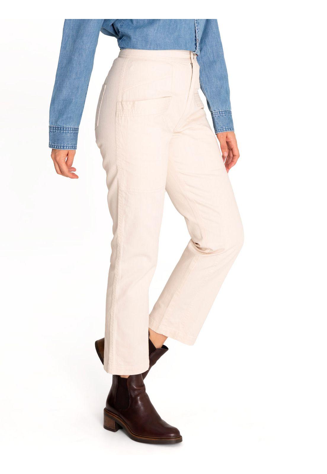 Pantalón Algodón Orgánico Mujer Isis Blanco-5