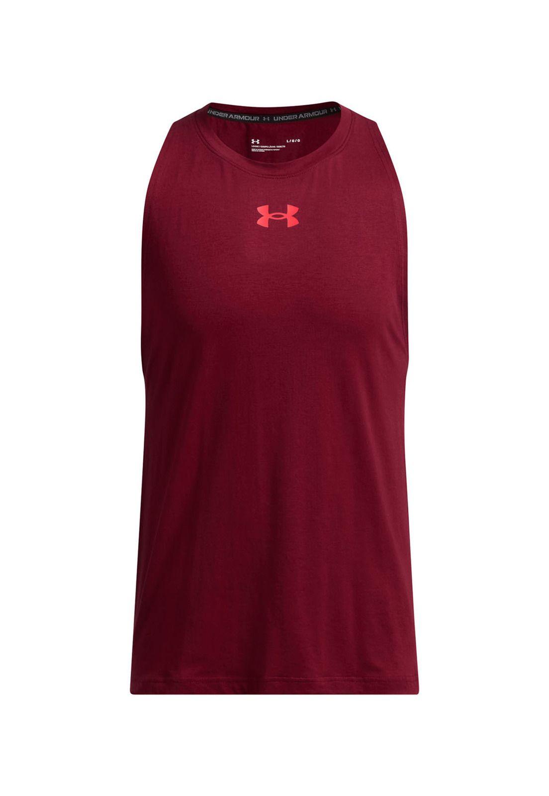 Polera sin mangas UA Zone para hombre Rojo-0