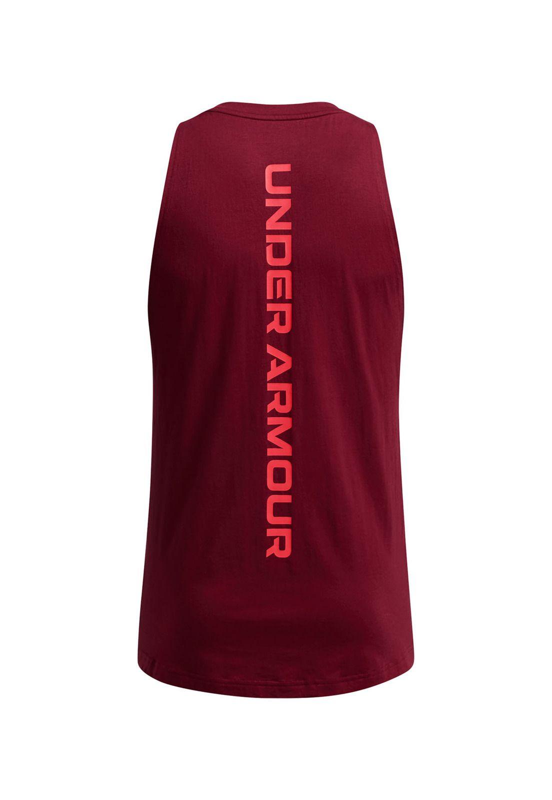 Polera sin mangas UA Zone para hombre Rojo-1