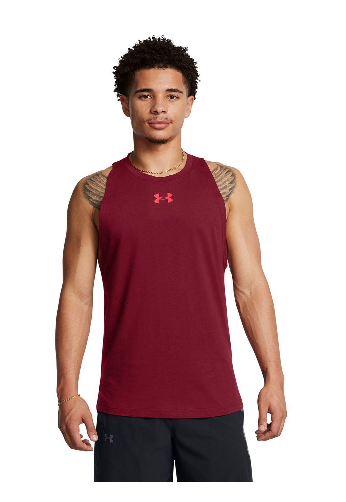 Polera sin mangas UA Zone para hombre Rojo-3