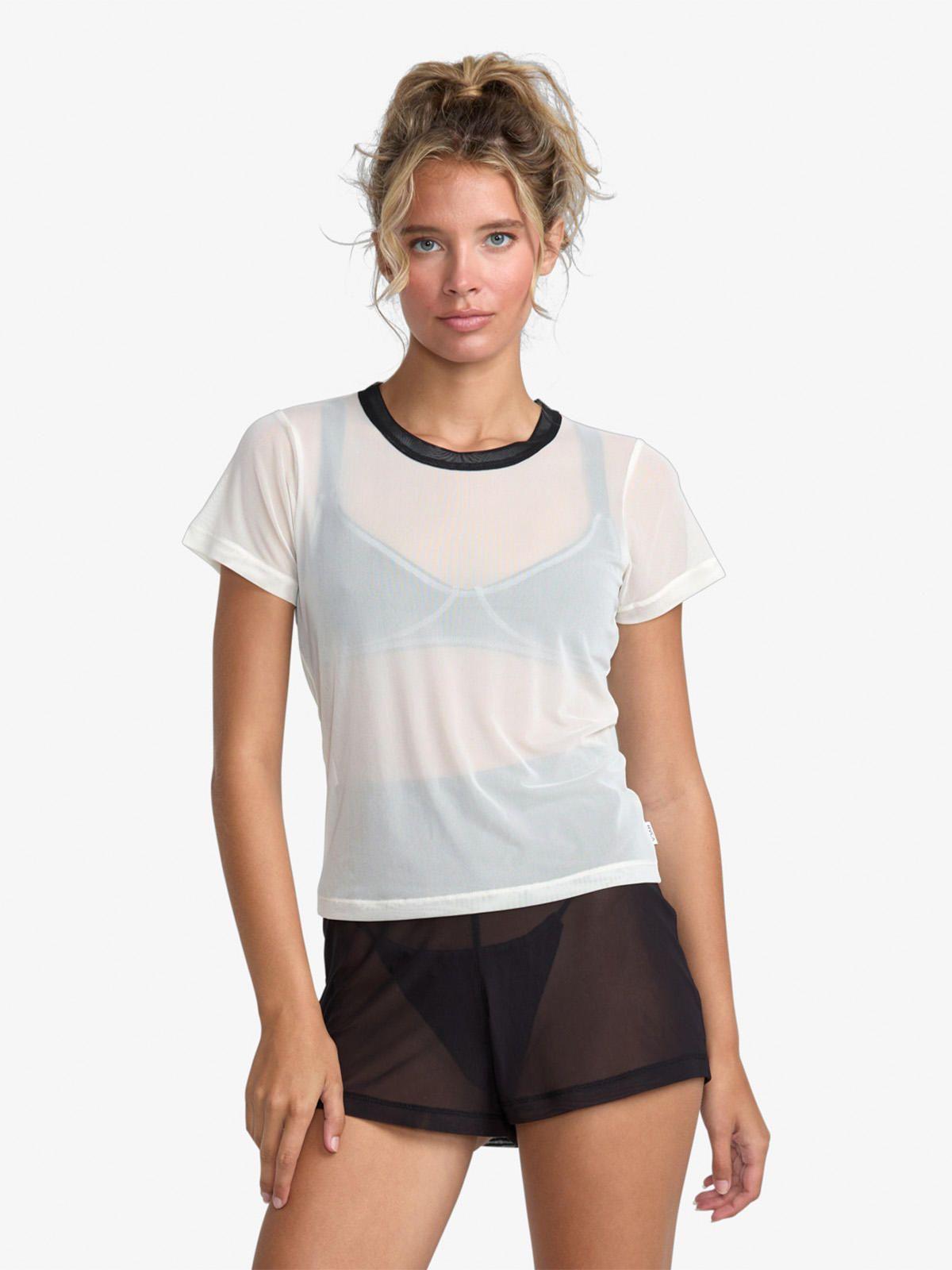 Polera manga corta Mujer Aren Mesh Baby Blanco Rvca-0