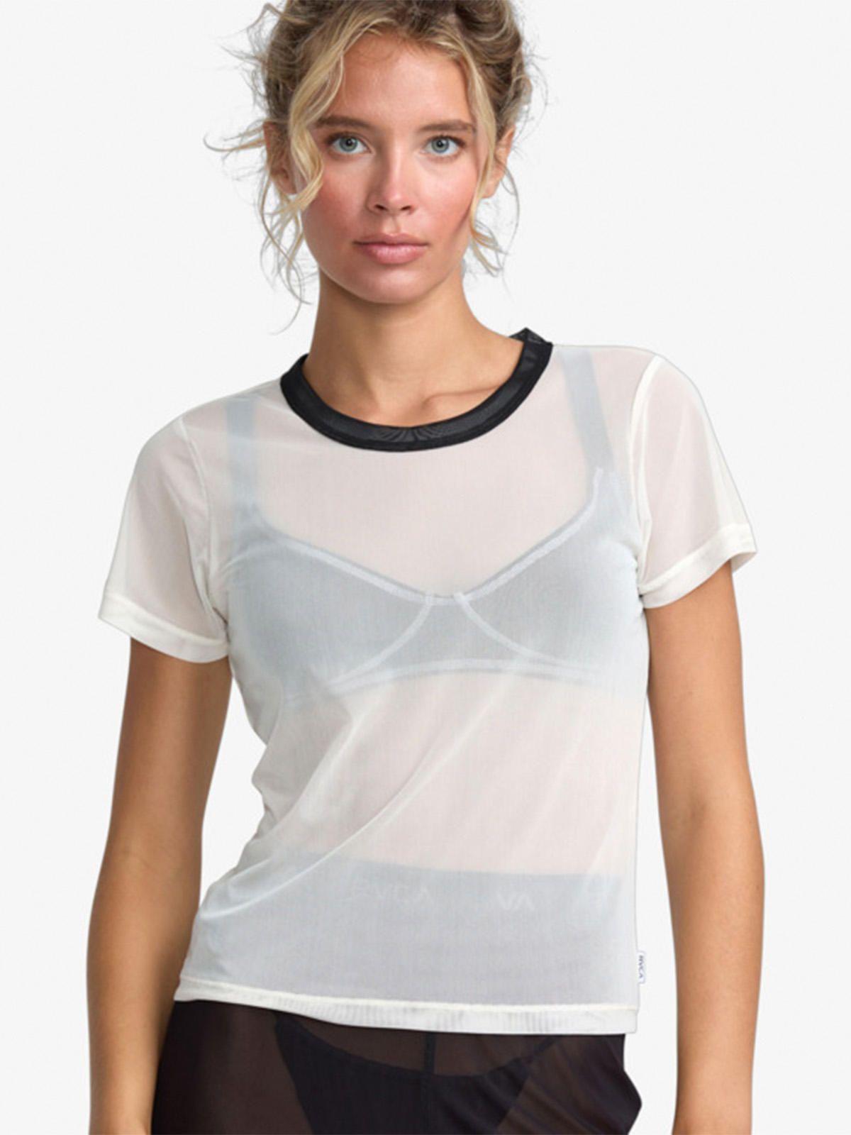 Polera manga corta Mujer Aren Mesh Baby Blanco Rvca-3