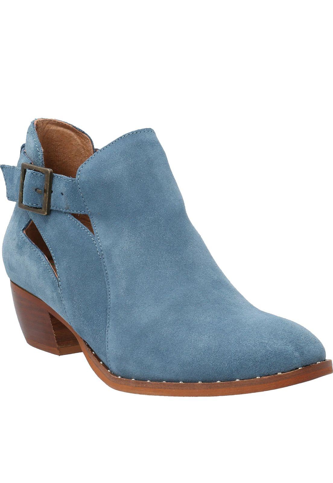 Botin Cuero Ellis Azul Mujer-0