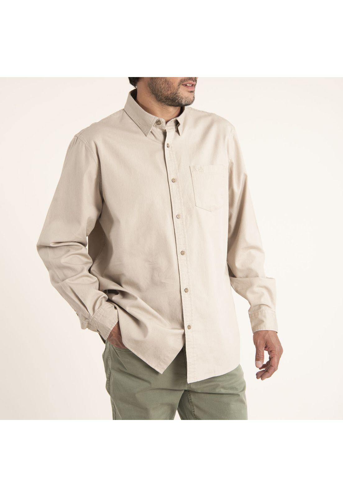 Camisa Hombre Algodón Orgánico Navarino Arena-1