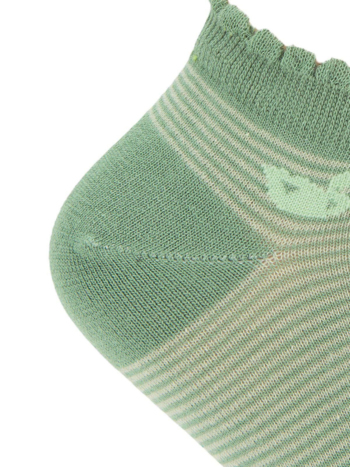 Calcetin Bambú Mujer Ped St Lines Verde-2