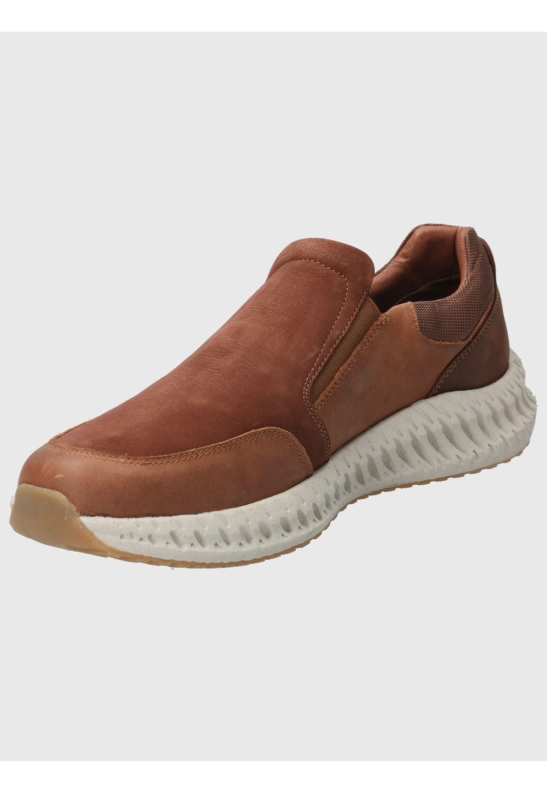 Slip On Cuero Hombre Spinal Up Café-4