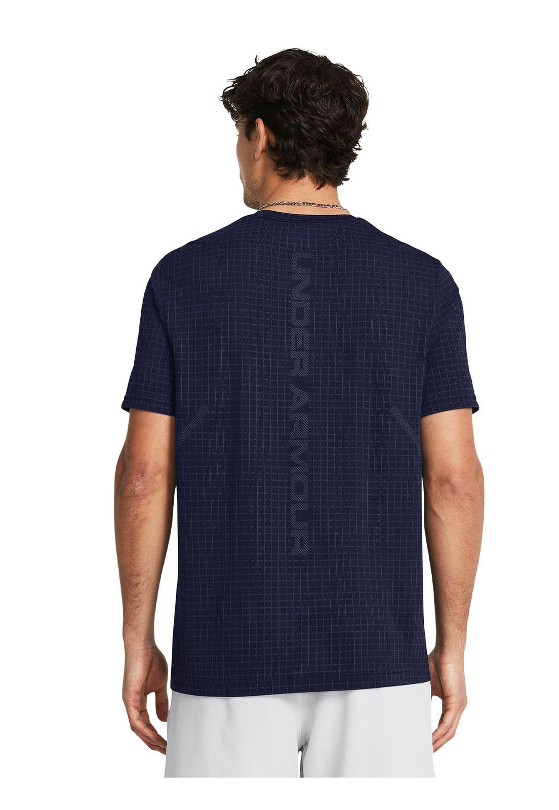 Polera UA Seamless Grid hombre Azul-1