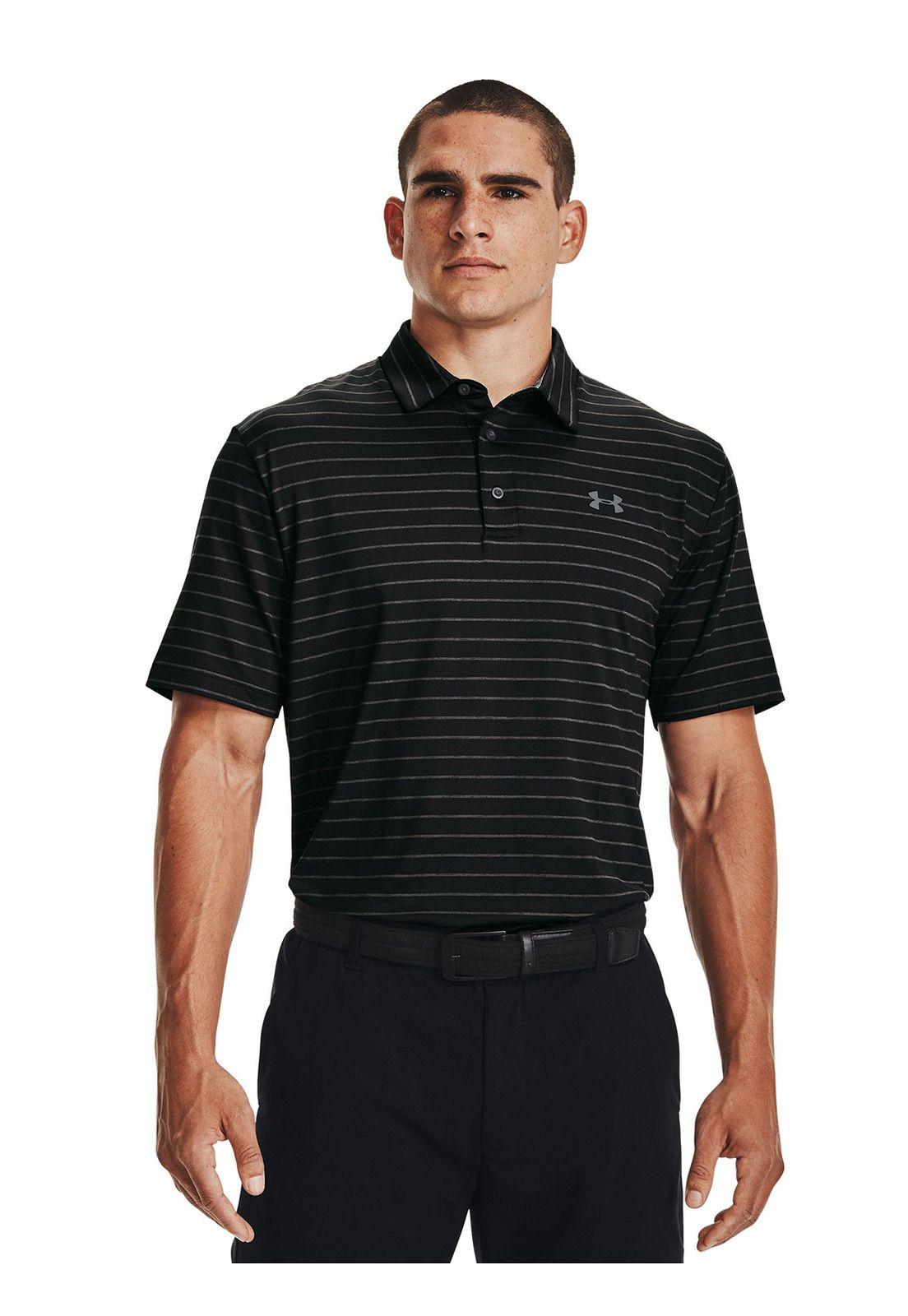 Polo Manga Corta UA Playoff Hombre Negro-3