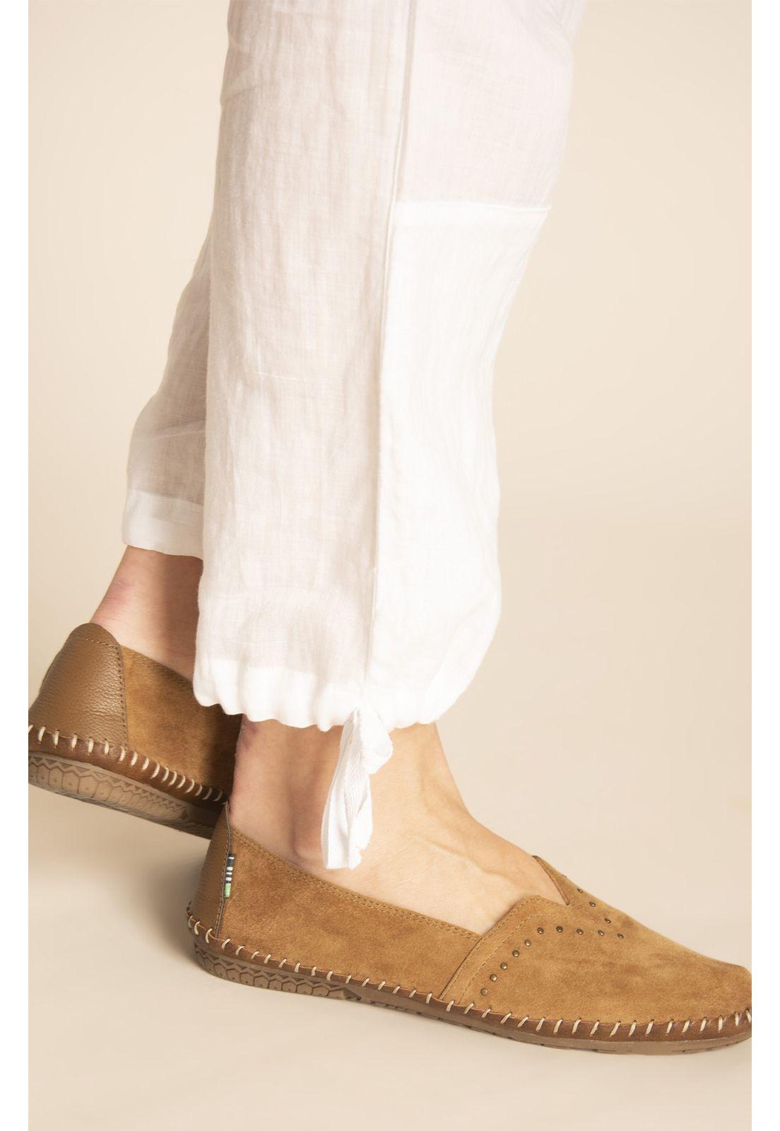 Pantalón Lino Orgánico Mujer Rebe Blanco-5