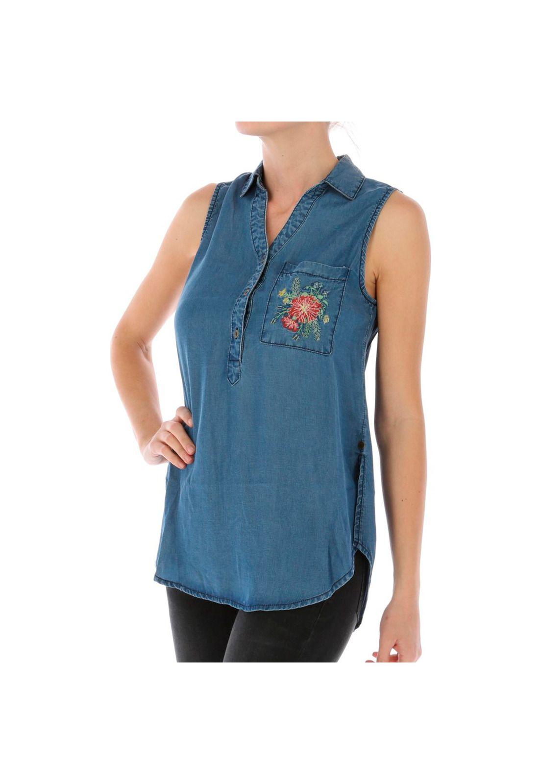 BLUSA S/M MUJER SLEEVELESS DENIM SHI AZUL-1