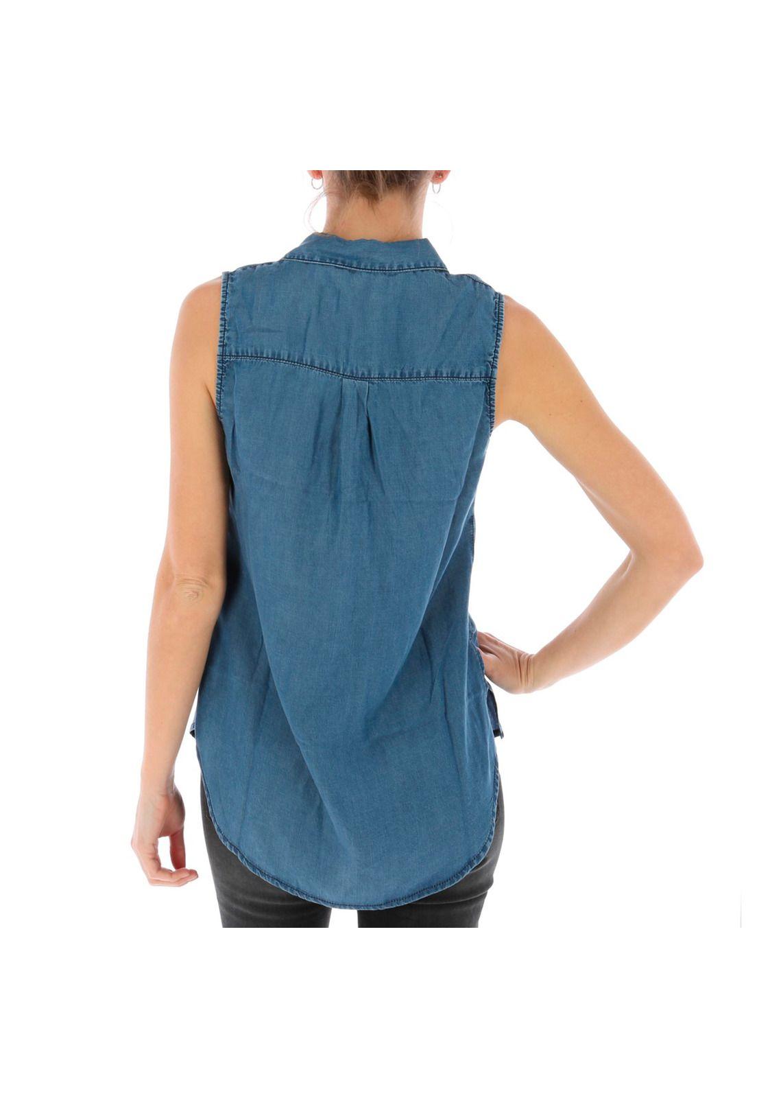 BLUSA S/M MUJER SLEEVELESS DENIM SHI AZUL-2
