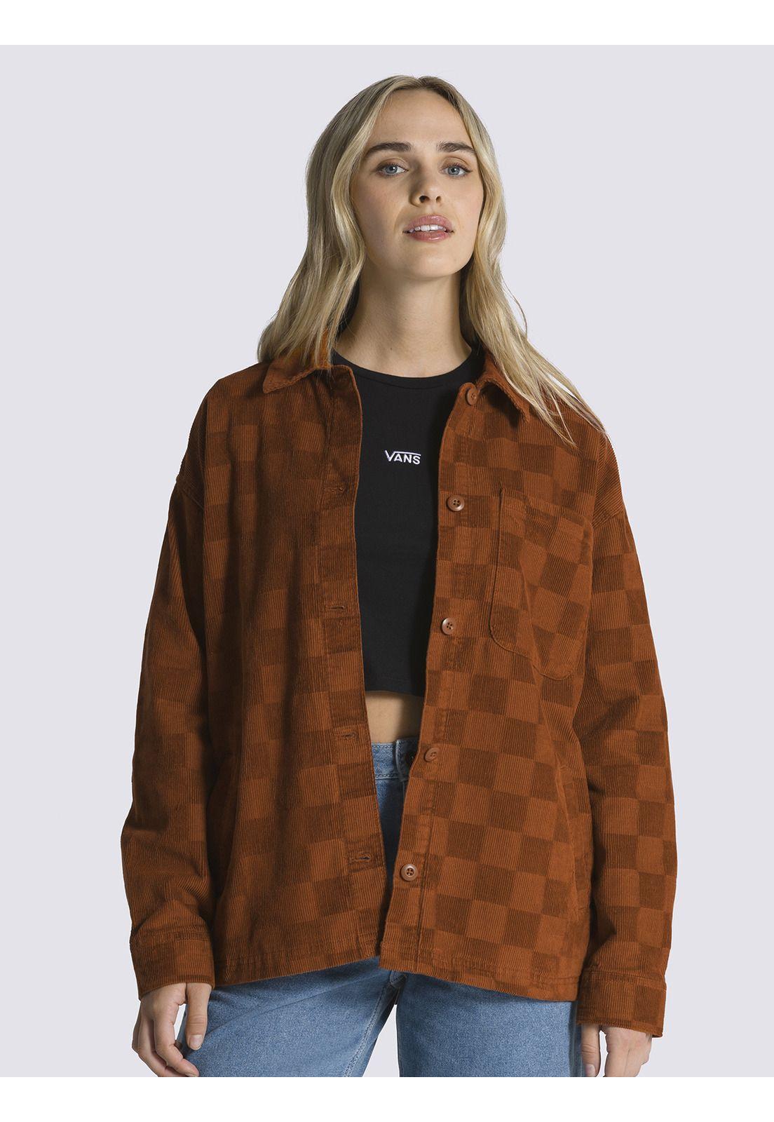 Chaqueta Mujer Dusk Downer Check Shacket Café-0