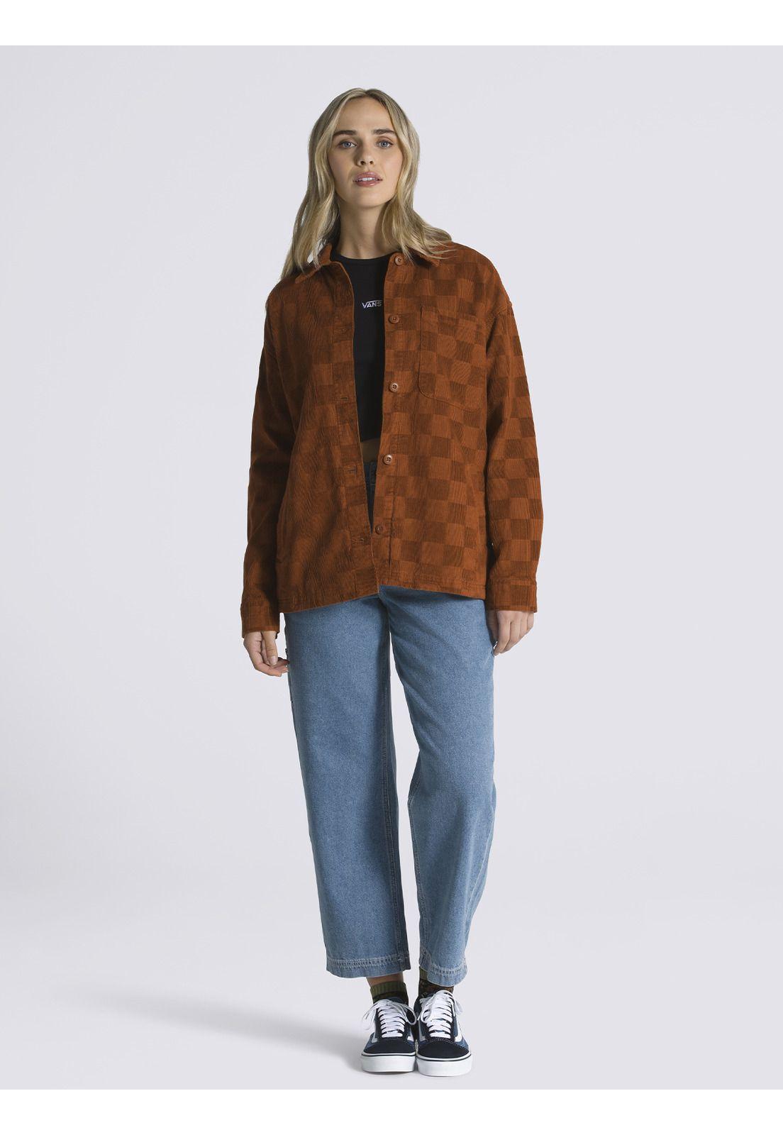 Chaqueta Mujer Dusk Downer Check Shacket Café-3