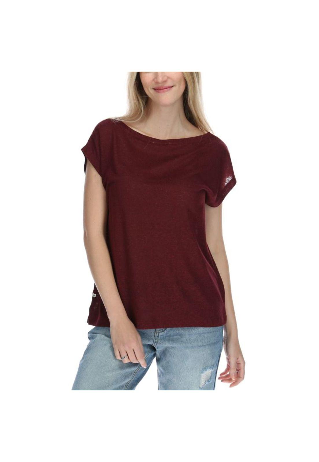 Polera Mc Mujer Linen S/S Knit Top Burdeo-0