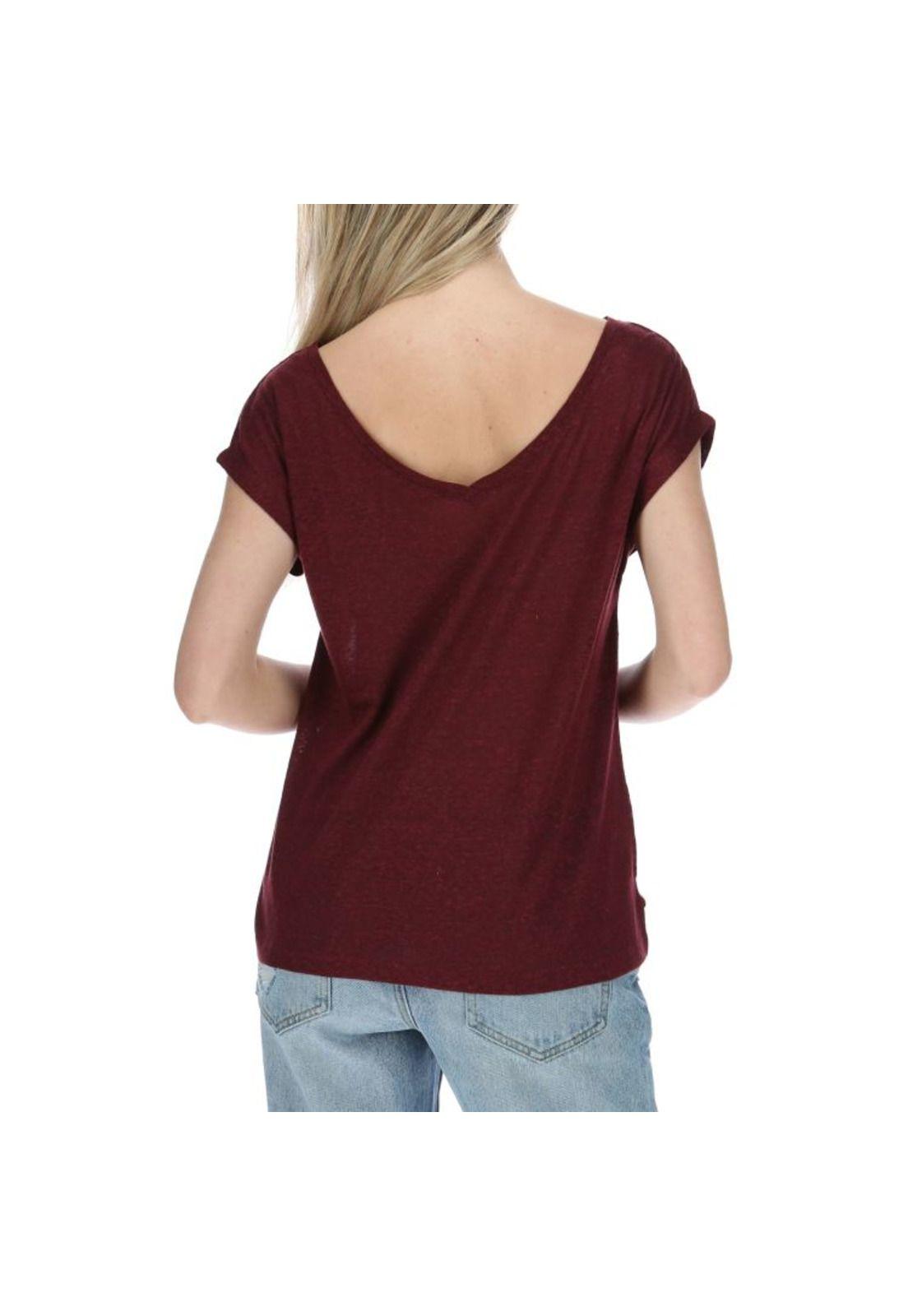 Polera Mc Mujer Linen S/S Knit Top Burdeo-2