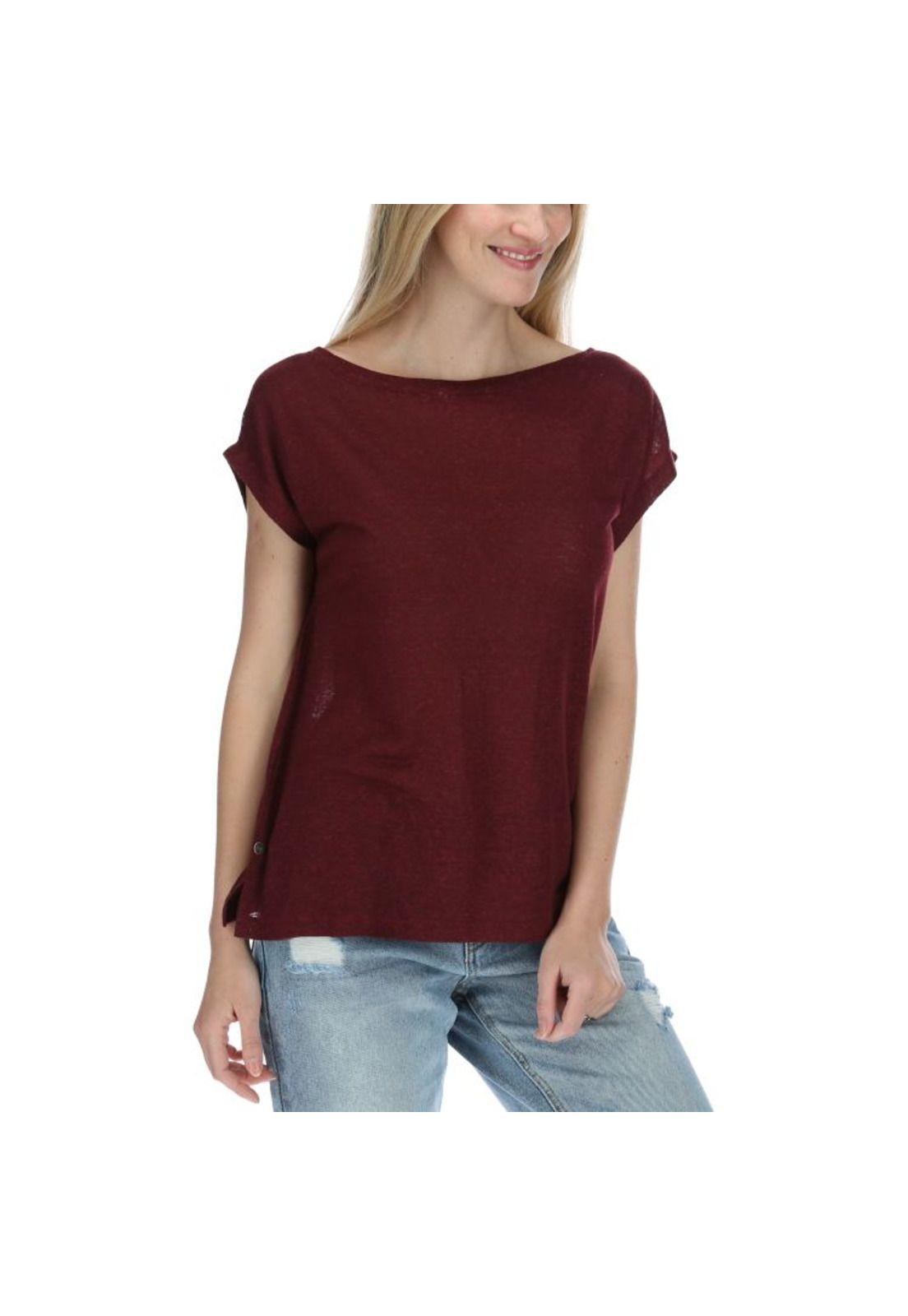 Polera Mc Mujer Linen S/S Knit Top Burdeo-3