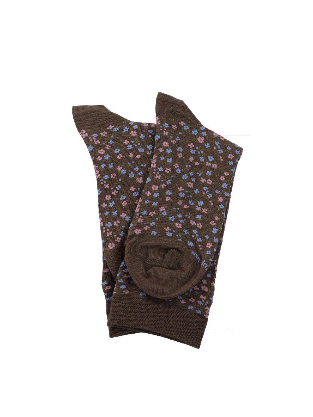 Calcetín Algodón Mujer C Cuff Allover Café-2