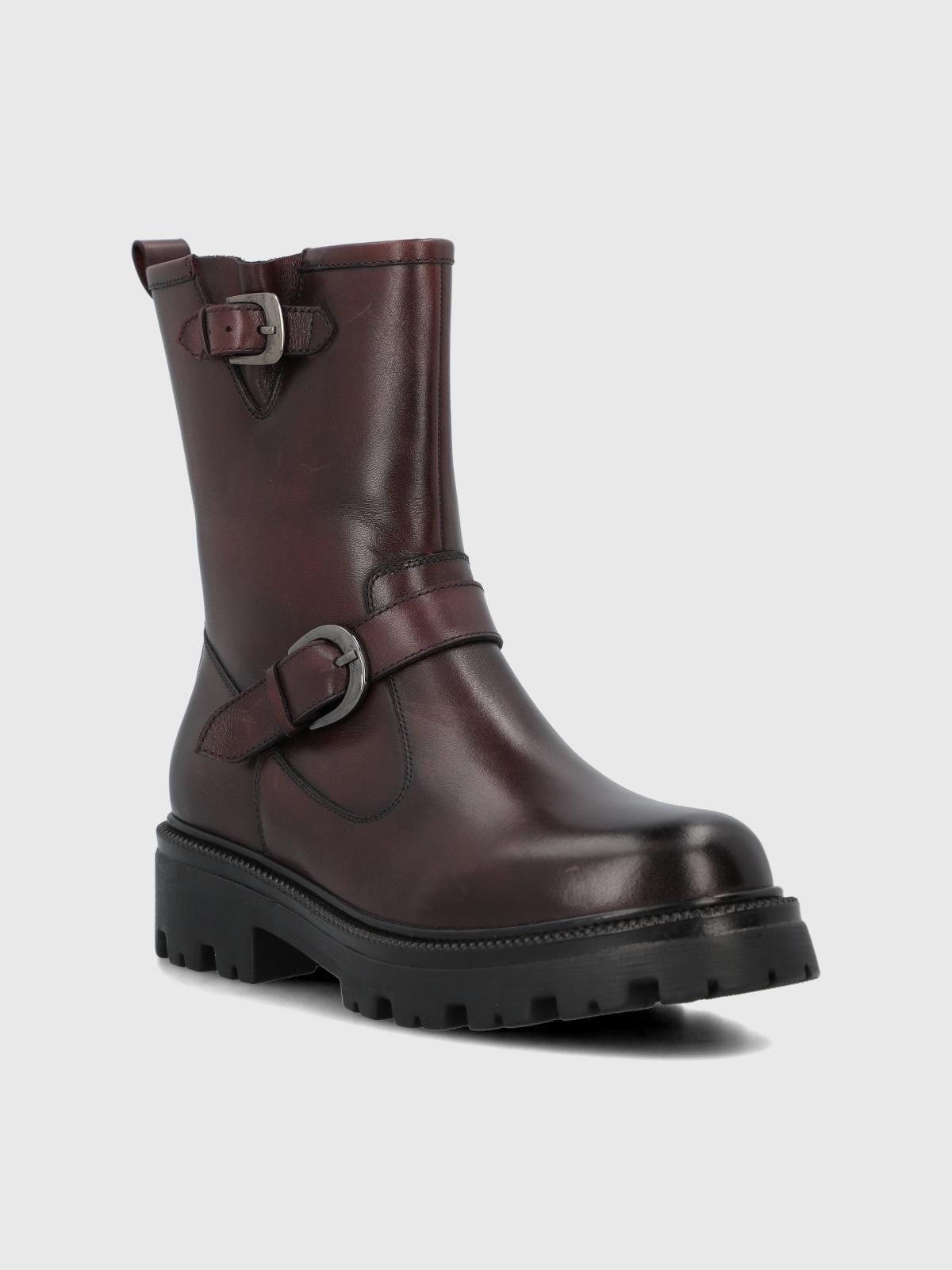 Botin Cuero Mujer Bunda Burdeo-0